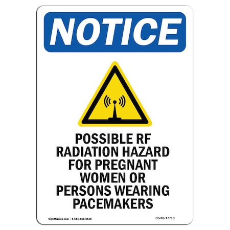 OSHA Notice Sign, Possible RF Radiation With Symbol, 14in X 10in Aluminum